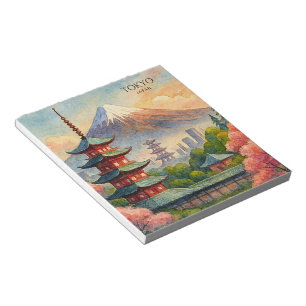 Bloc-note Paysage urbain de Tokyo Japon aquarelle souvenir
