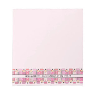 Bloc-note Pcrayons rose Texte personnalisé Professeur Pink B