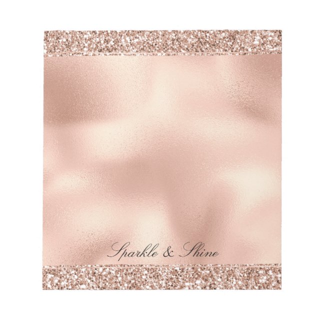 Bloc-note Peach Rose Gold Parties scintillant Luxe   (Devant)