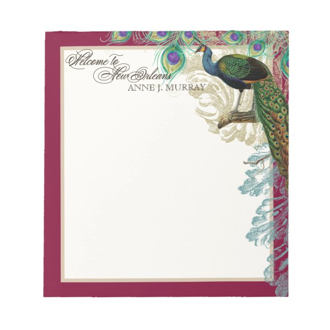 Bloc-note Peacock vintage, Plumes dans les cuisines, Nouvell (Devant)
