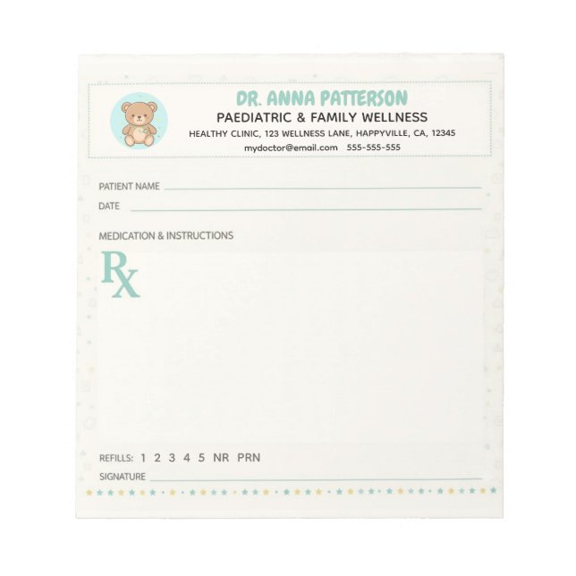Bloc-note Pediatrician Doctor Prescription (Devant)