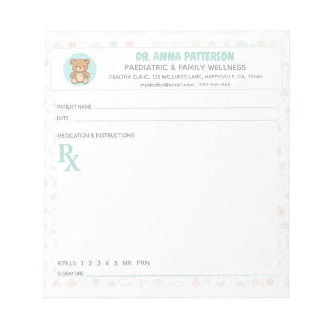 Bloc-note Pediatrician Doctor Prescription (Devant)