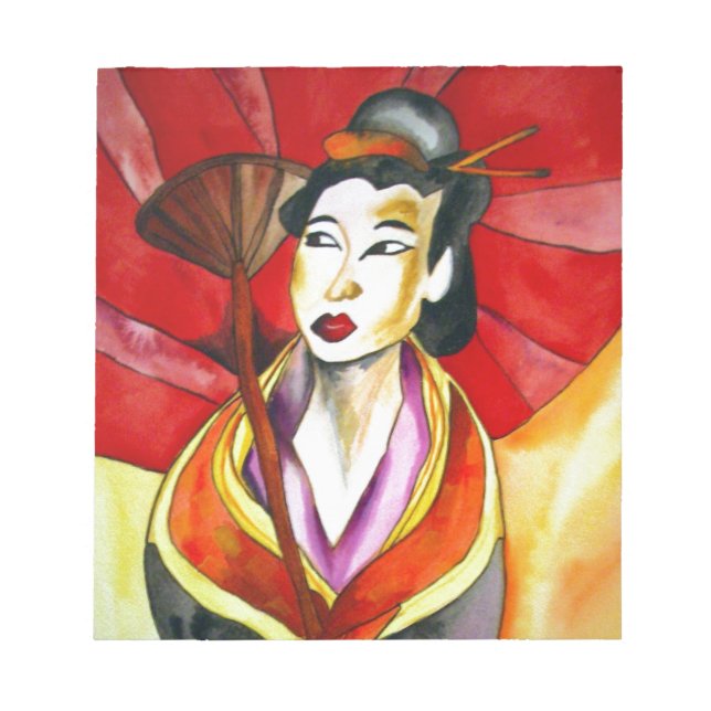 Bloc-note Peinture à l'aquarelle d'art original de geisha ja (Devant)