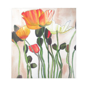 Bloc-note Peinture aquarelle de fleurs de pavot orange