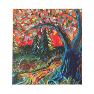 Bloc-note Peinture Colorée Sur Arbre Et Rivière