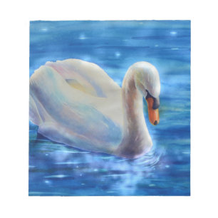Bloc-note Peinture d'aquarelle blanche pour cygne