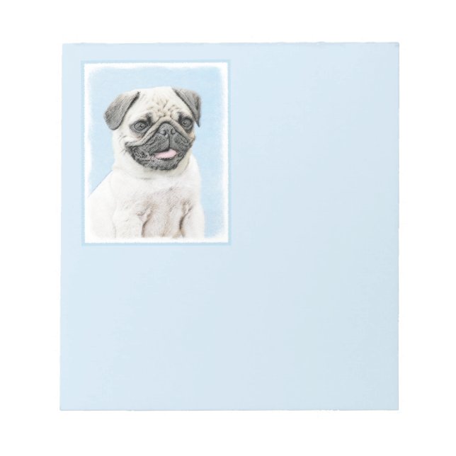 Bloc-note Peinture de carlin - Joli art original de chien (Devant)