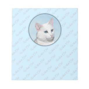 Bloc-note Peinture de chat blanc - Cute Original Cat Art