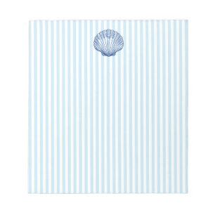Bloc-note Peinture de coquillages Bleu Nautique Stripe Prepp