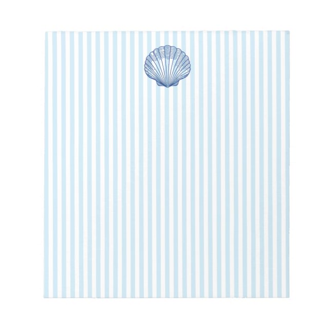 Bloc-note Peinture de coquillages Bleu Nautique Stripe Prepp (Devant)
