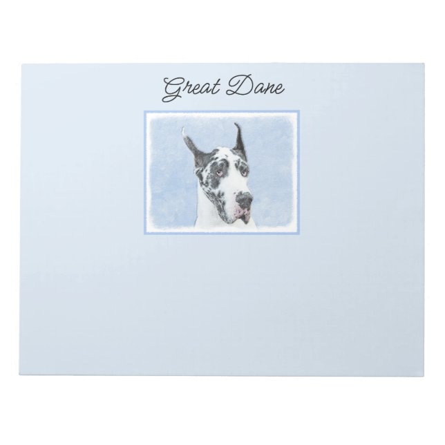 Bloc-note Peinture de Great Dane (Arlequin) - Art original d (Devant)