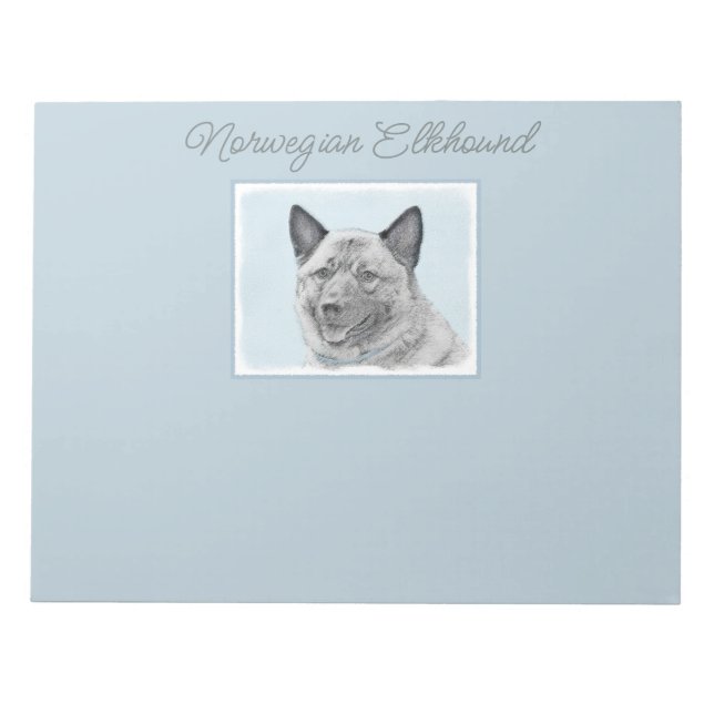 Bloc-note Peinture Elkhound norvégienne - Art Chien original (Devant)