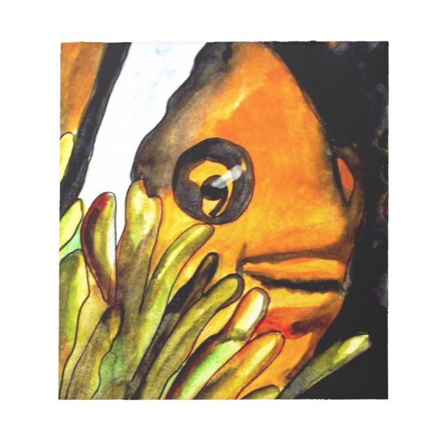 Bloc-note Peinture originale aquarelle Poisson Clown Orange (Devant)