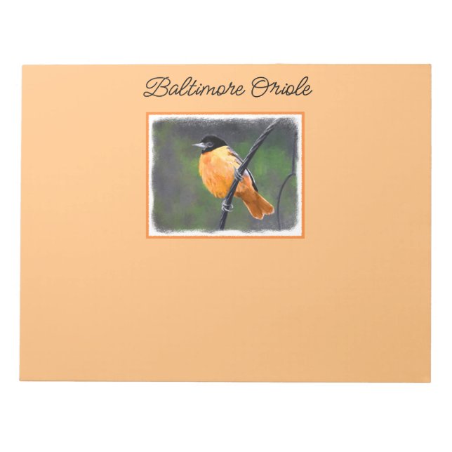 Bloc-note Peinture Oriole - Art Oiseau Original (Devant)