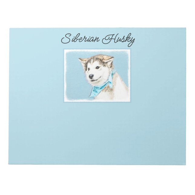 Bloc-note Peinture Sibérienne Husky Puppy - Art Chien d'orig (Devant)
