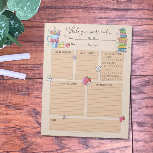 Bloc-note Pendant Que Vous Étiez Dehors Sous-Enseignants Liv