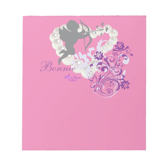 Bloc-note Perles croustillantes Coeur rose rose Petit Note P (Devant)