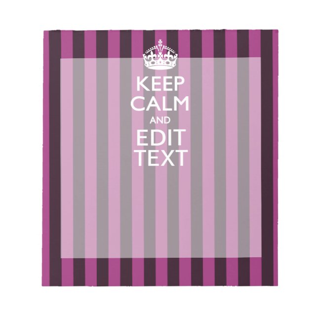 Bloc-note Personalisé KEEP CALM Votre texte sur Pink Fuchsia (Devant)