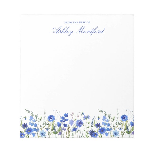 Bloc-note Personalized Blue Floral Notepad (Devant)