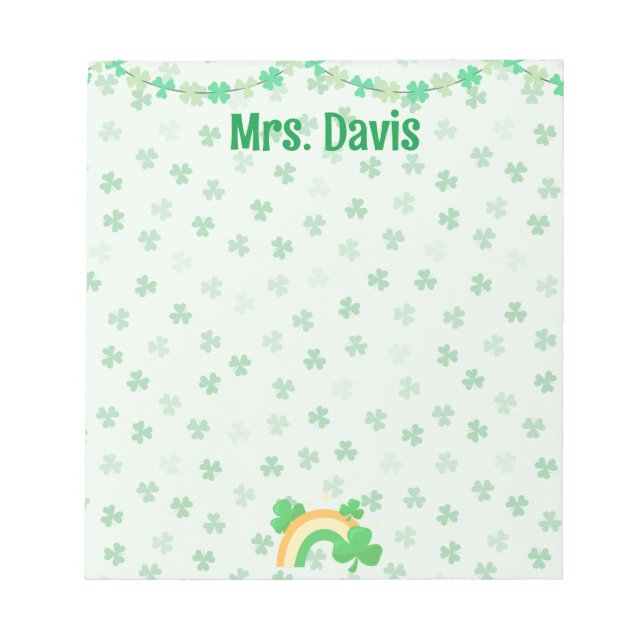Bloc-note Personalized Cute St. Patrick's Day Teacher  (Devant)