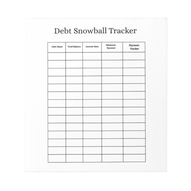 Bloc-note Personalized Debt Snowball Tracker Notepad (Devant)