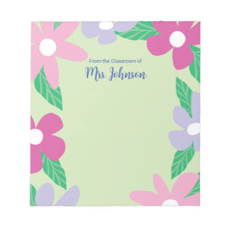 Bloc-note Personalized Floral Teacher