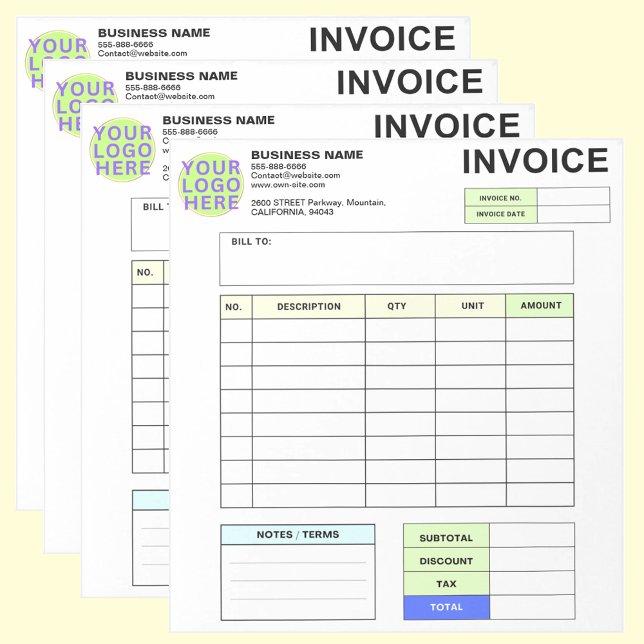 Bloc-note Personalized Invoice Order Form & Business Logo (Branded order form pads)