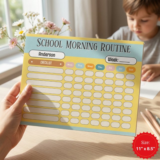 Bloc-note Personalized Kids Daily Routine Checklist Colorful (Personalized Kids Daily Routine Checklist Colorful Notepad)