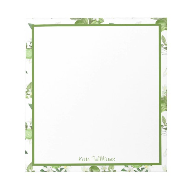 Bloc-note Personalized Lime Floral Notepad (Devant)