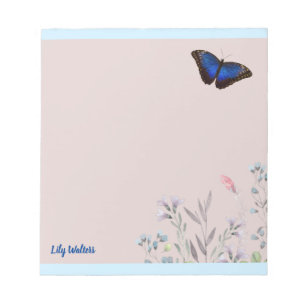 Bloc-note Personalized Name Beautiful Blue Morpho Butterfly