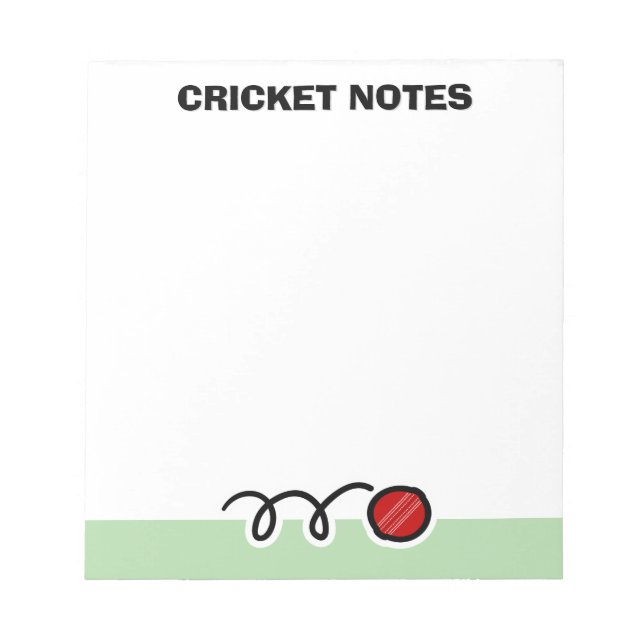 Bloc-note Personalized notepad with red cricket ball design (Devant)