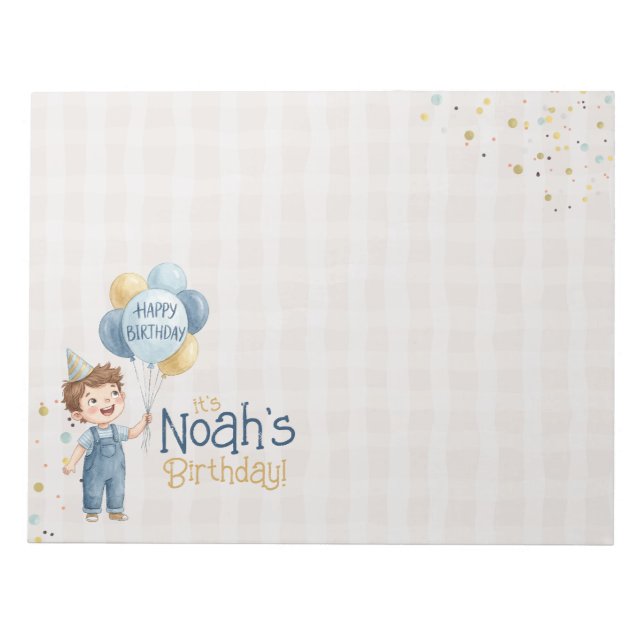 Bloc-note Personalized Placemat Boy Birthday Party  (Devant)