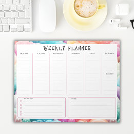 Bloc-note Personalized Rainbow Cloud Border, Weekly Planner