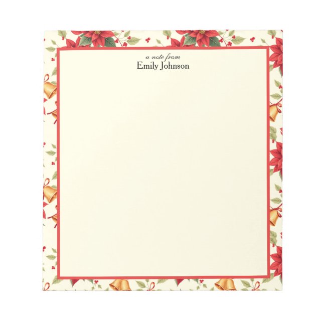 Bloc-note Personalized Retro Christmas Floral Stationery  (Devant)
