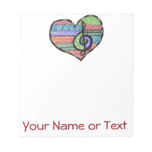 Bloc-note Personnalisable Music Heart Treble Clef Doodle