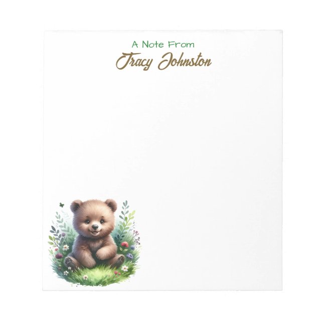 Bloc-note Personnalisé à partir du bureau de l'ours aquarell (Devant)