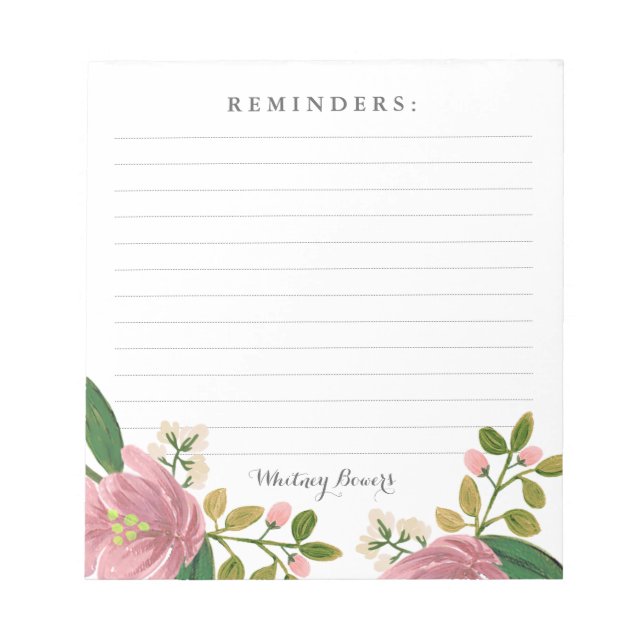 Bloc-note Personnalisé | Blush Bouquet (Devant)