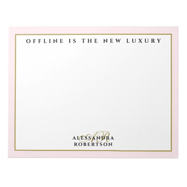 Bloc-note Personnalisé drôle inspirant rose pastel blanc or  (Devant)