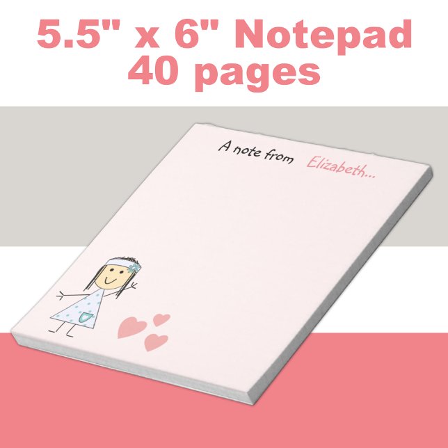 Bloc-note Personnalisé Enfants petit bâton fille rose (Créateur téléchargé)