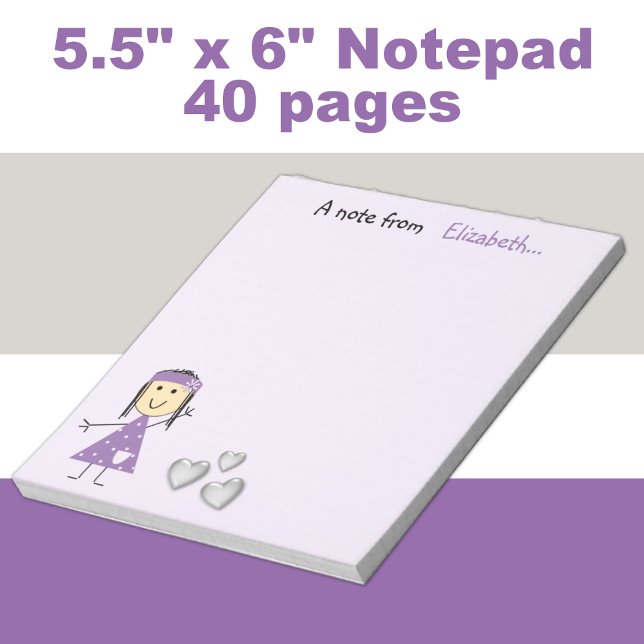 Bloc-note Personnalisé Enfants petite bâton fille violet (Créateur téléchargé)