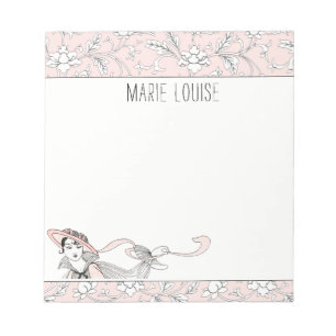 Bloc-note Personnalisé Français Vintage Rose Floral Lady