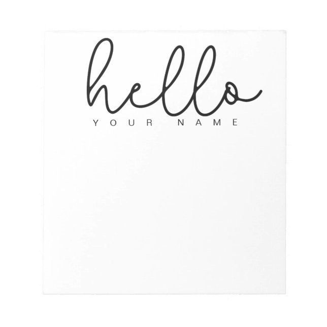 Bloc-note Personnalisé Hello Notepad Moderne Minimal Simple (Devant)