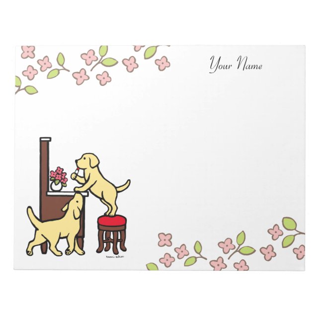 Bloc-note Personnalisé Maman's Yellow Lab Puppy Duo (Devant)