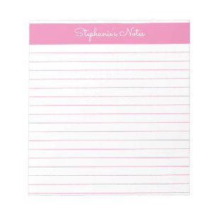 Bloc-note Personnalisé simple à trait rose