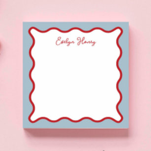 Bloc-note Personnalisé Vibrant Whimsica Rose Bleu Ondulé