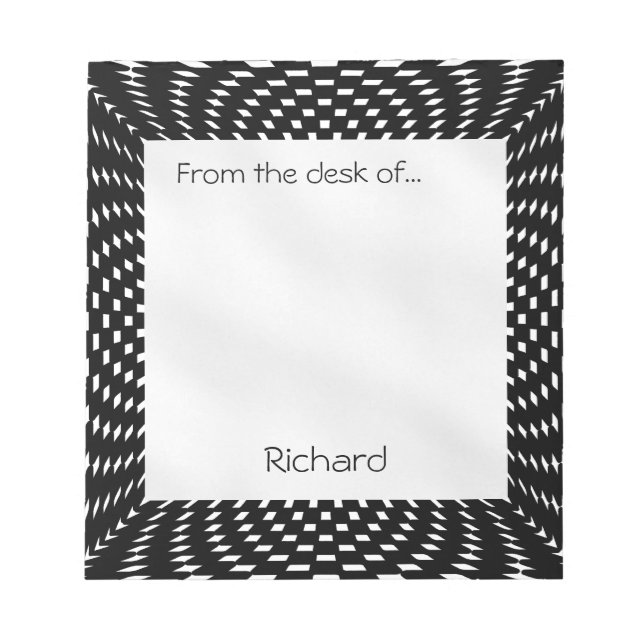 Bloc-note Personnaliser - Chèques noirs et blancs déformés (Devant)