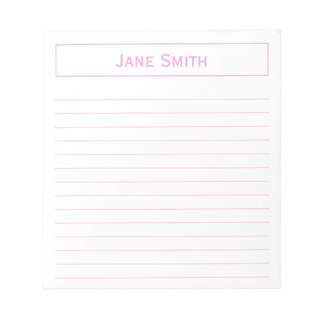 Bloc-note Personnaliser : Entreprise Minimale rose et blanc (Devant)