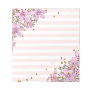 Bloc-note Personnel, coloré, floral, décoration, or