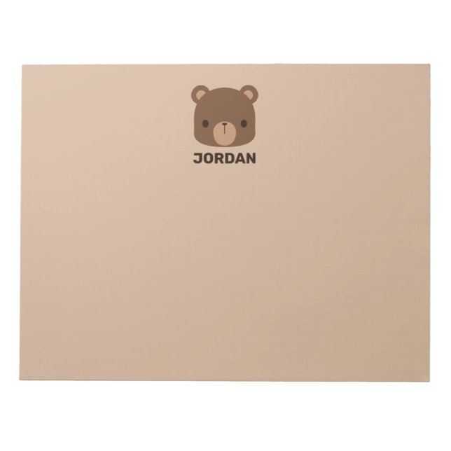 Bloc-note Petit ours Brown mignon avec nom personnalisé (Devant)