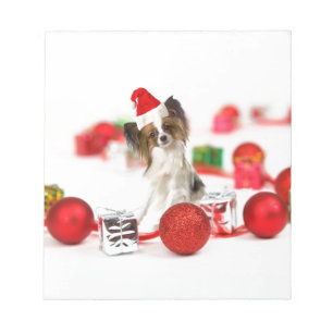 Bloc-note Petit Papillon Chien Noël Santa Hat